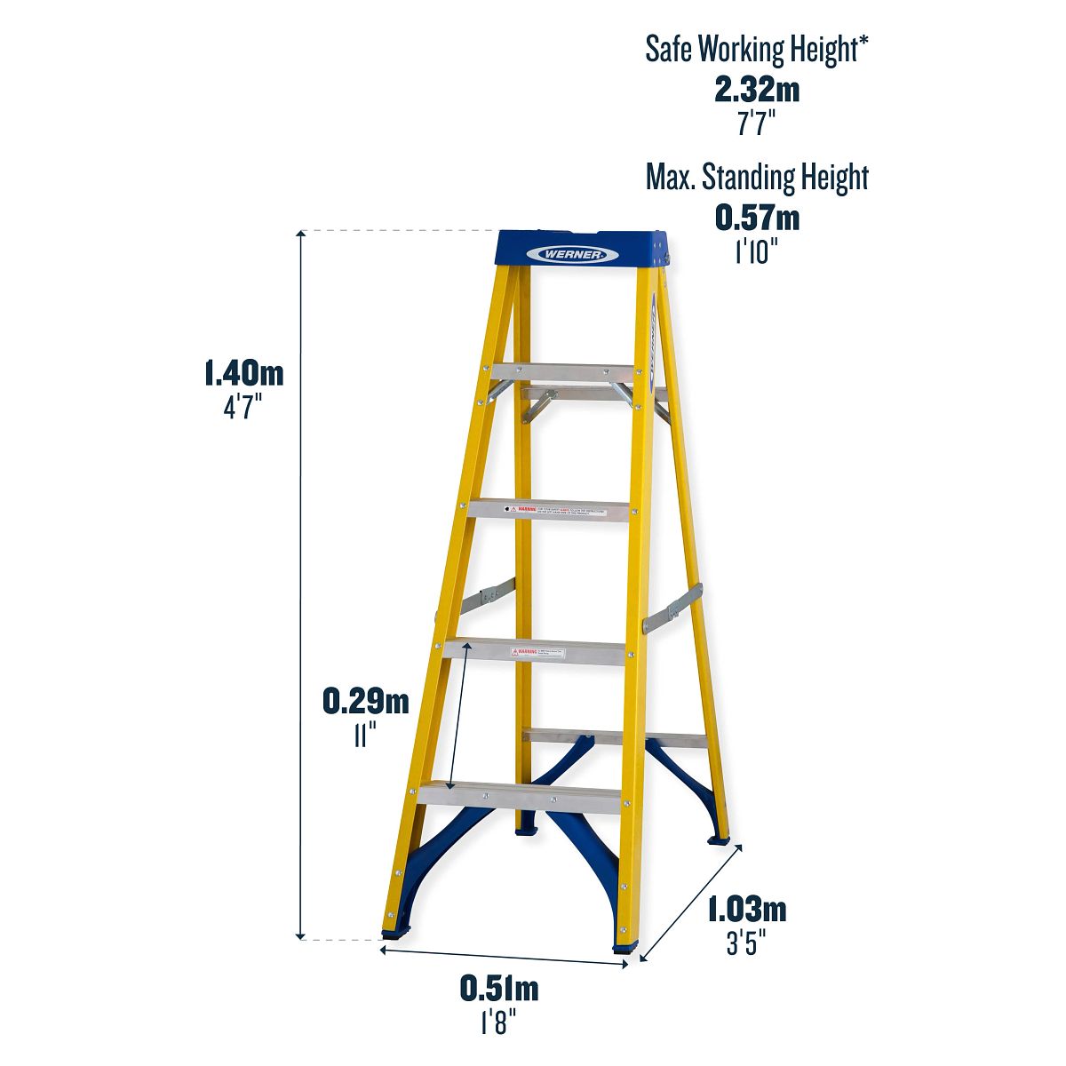 Werner Fibreglass Stepladder 5 Tread