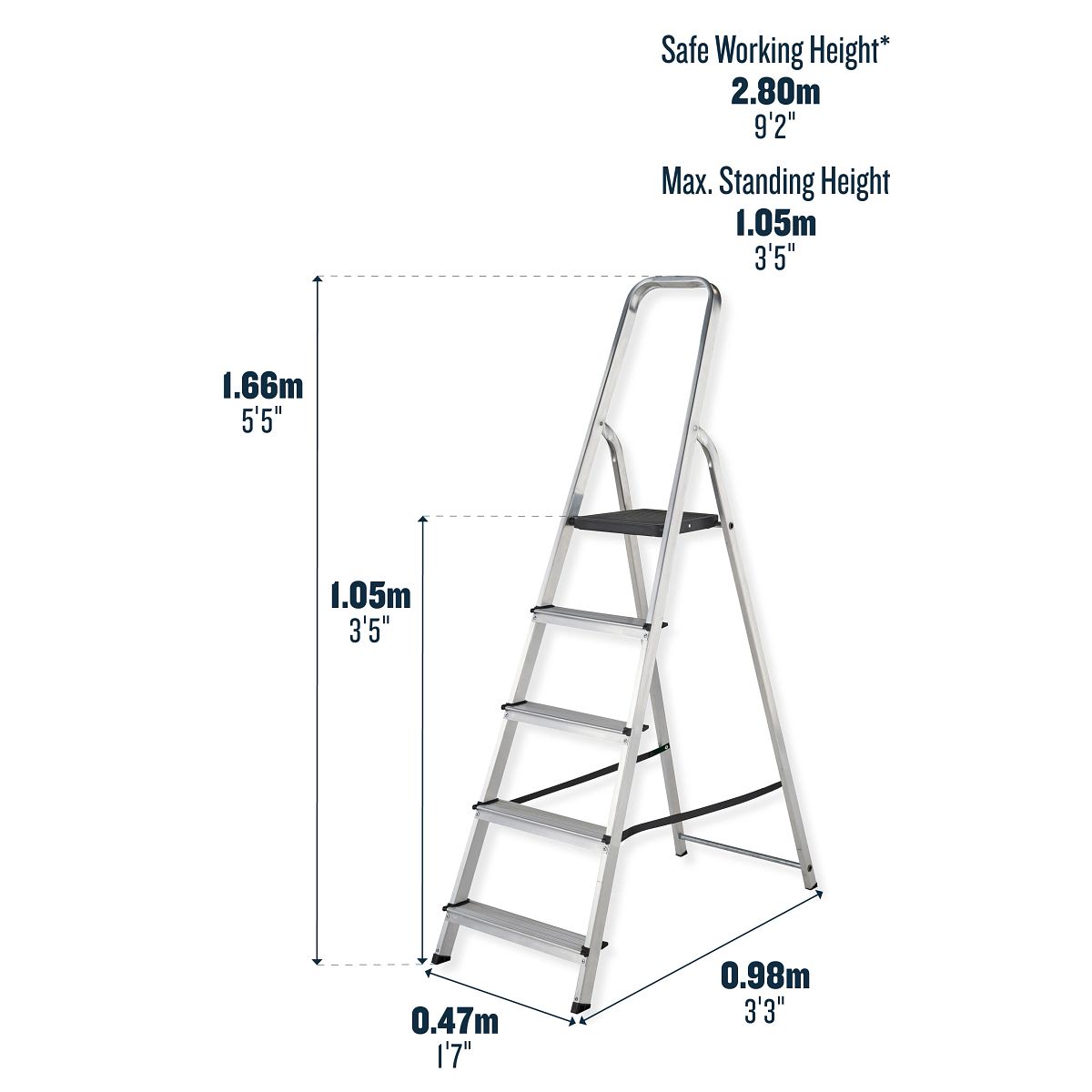 Werner Stepladder 5 Tread High Handrail