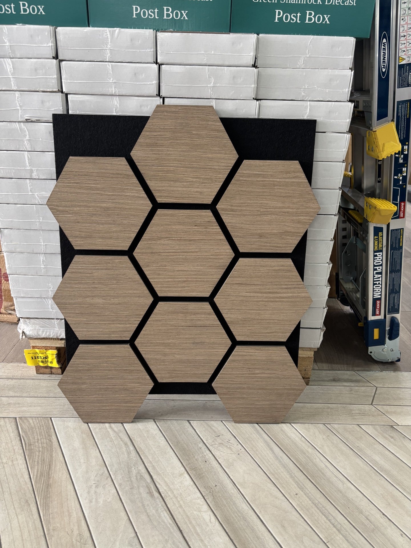 Hexagon Acoustic Feature Wall Panel Light Walnut 621mm x 759mm x 18mm