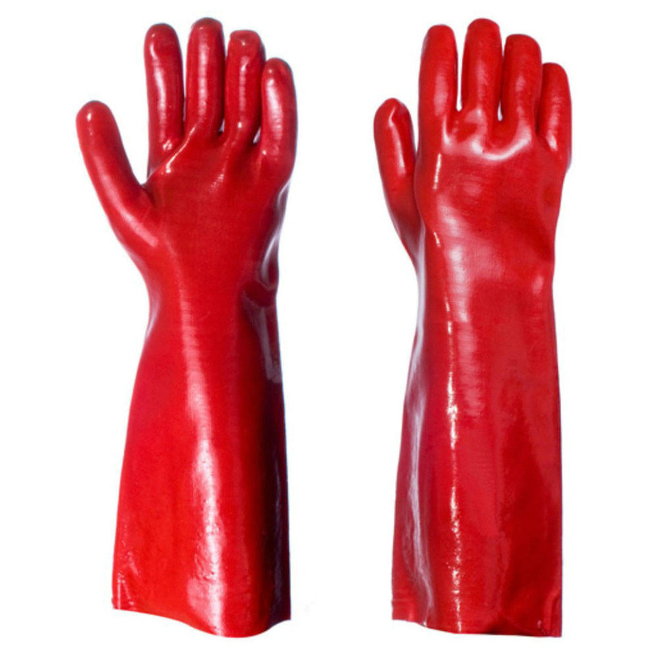 PVC Work Gauntlets 16 inch 40cm Long Red