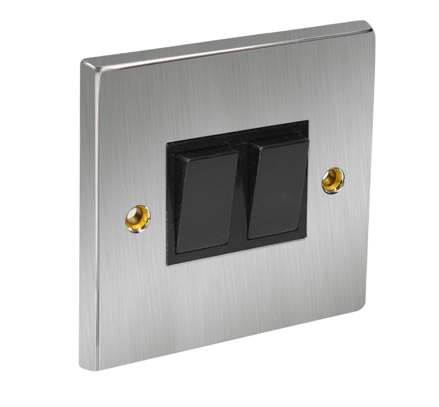 Lightswitch 2 Gang 2Way Satin Chrome Black Insert Axiom