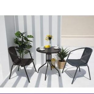 Euroactive 2 Seater Slate Grey Rattan Effect Balcony Set