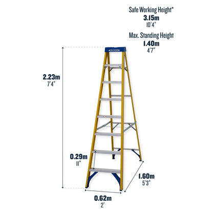 Werner Fibreglass Stepladder 8 Tread