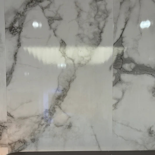 PVC Deal Carrera Marble Knifecut Tile 8ft x 8ft