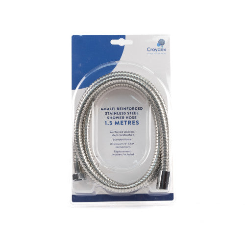 1.5m Flexible Shower Hose - 1/2" BSP - Chrome Plated