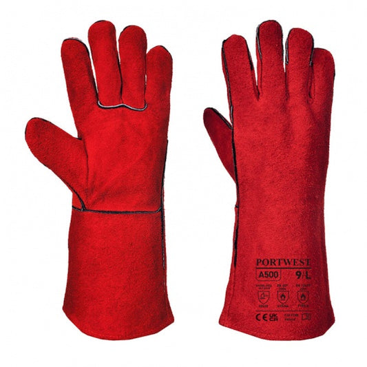 PORTWEST A500 RED LEATHER WELDING GAUNTLETS