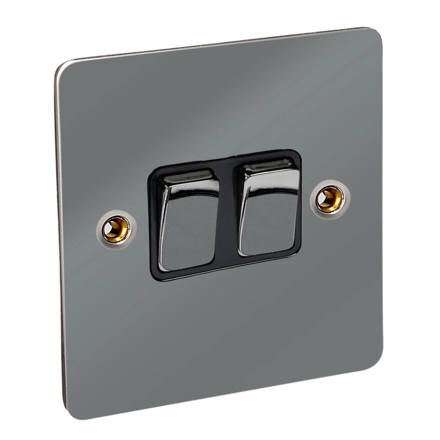 CED Black Nickel Flat Range 2 Gang 2 Way Switch