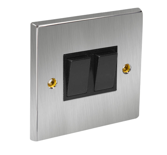 Lightswitch 2 Gang 2Way Satin Chrome Black Insert Axiom